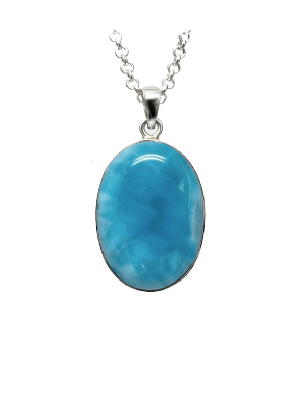 Premier Collection "Volcanic Blue" Larimar Oval Pendant - Medium (LMB-152)