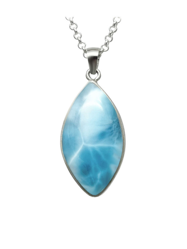 Freeform Marquis Larimar Pendant - Medium (LMB-193)