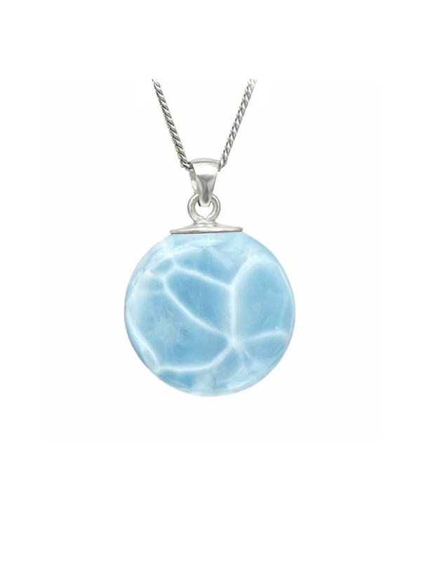 Premier Collection Double-Sided Round Larimar Pendant - Medium (LMB-170)