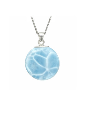 Premier Collection Double-Sided Round Larimar Pendant - Medium (LMB-170)