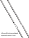 3.0mm Rhodium-plated Square Franco Chain 3.0mm Rhodium-plated Square Franco Chain