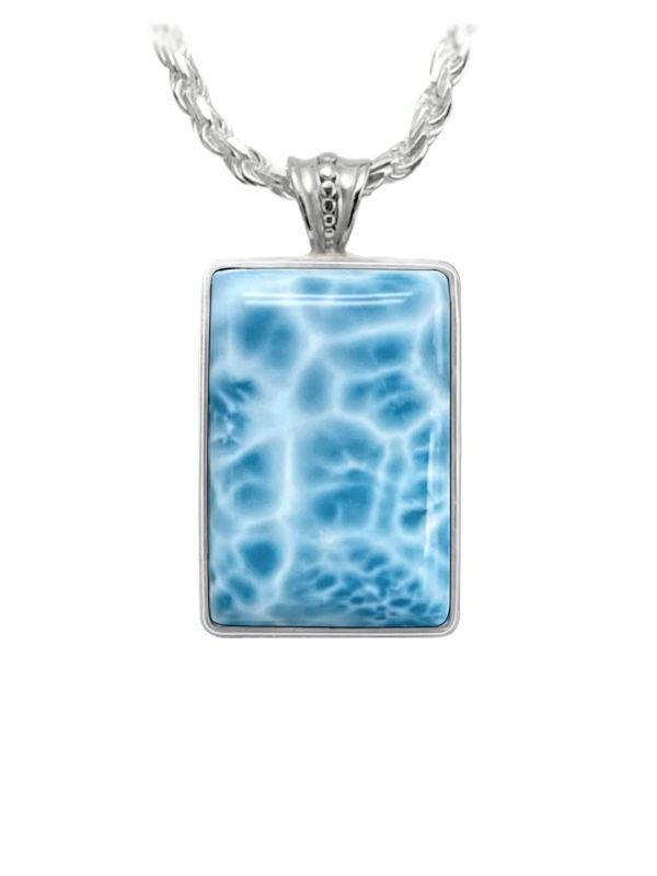 Premier Collection Rectangular Freeform Larimar Necklace - Large (LMB-323)