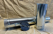 "Big Dog "Pipe Set
4 pcs 5"-4" 22" Long, 12" Riser, 5" Cast Iron Damper
Gives the user 96" stove pipe.
28-gauge galvanized steel.