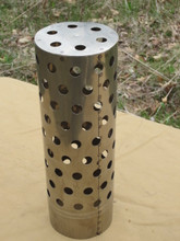 Four Dog's Titanium Turbo Spark Arrestors are available in two sizes, for either 3" or 4" stove pipe openings. These are approved for camping on US Forest Service and Bureau of Land Management land. Spark arrestors are required by the Forestry Service in dry conditions. Recommended for all our titanium wall tent stove models. Works like a charm!