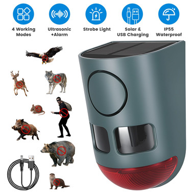 3-In-1 Ultrasonic Solar Animal Repeller 