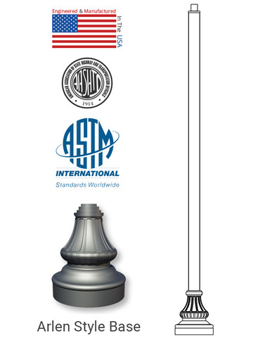 Round Straight Aluminum, Decorative Arlen Style Light Pole