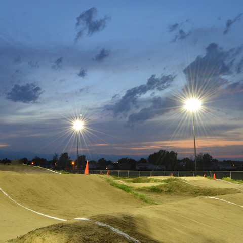 Round tapered fiberglass light poles installed at Dacono BMX Track in Colorado