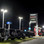 LED Shoebox light fixtures mounted on 20' square straight steel light poles for the front lines at Antioch Auto Dealership