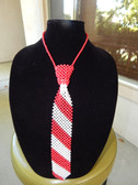 Red and White  Pearl Tie Necklace