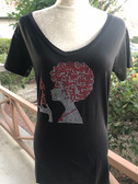  DST Afro Lady in Red and White Rhinestones