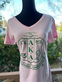 Alpha Kappa Alpha Short Sleeve Pink Shirt With Green Shield 