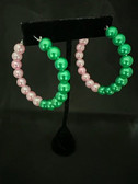 Pink and Green Pearl Hoop Earrings