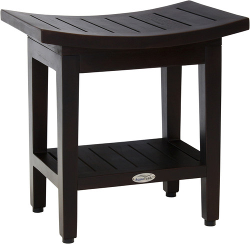 Patented 18 Maluku Mocha Teak Shower Bench With Shelf