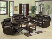 #80425 Bonded Leather Reclining Sofa, Love and Chair, 5 Recliners