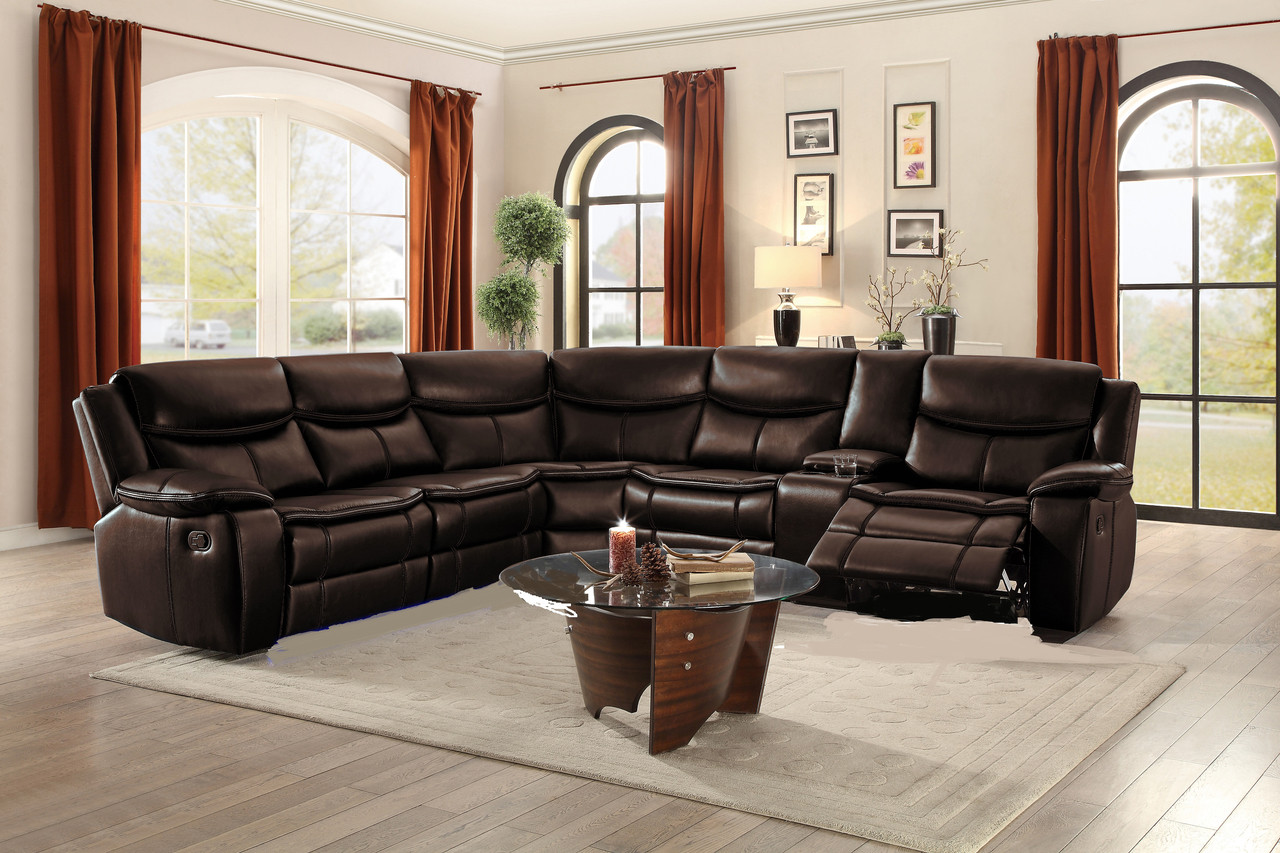 80987 Baron Motion Sectional Sofa With Console Led And