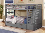 Cosmo in Rustic Grey(31) with Staircase Twin/Twin Bunkbed with Trundle (13/13 slats)