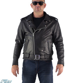 Mens Brando Motorcycle Leather Jacket - Finn Moto