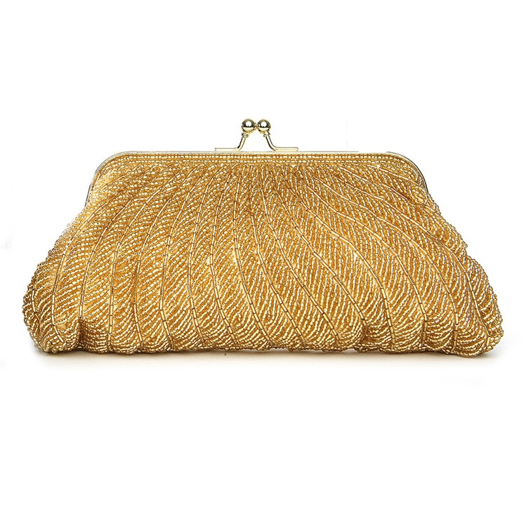 gold beaded evening bag