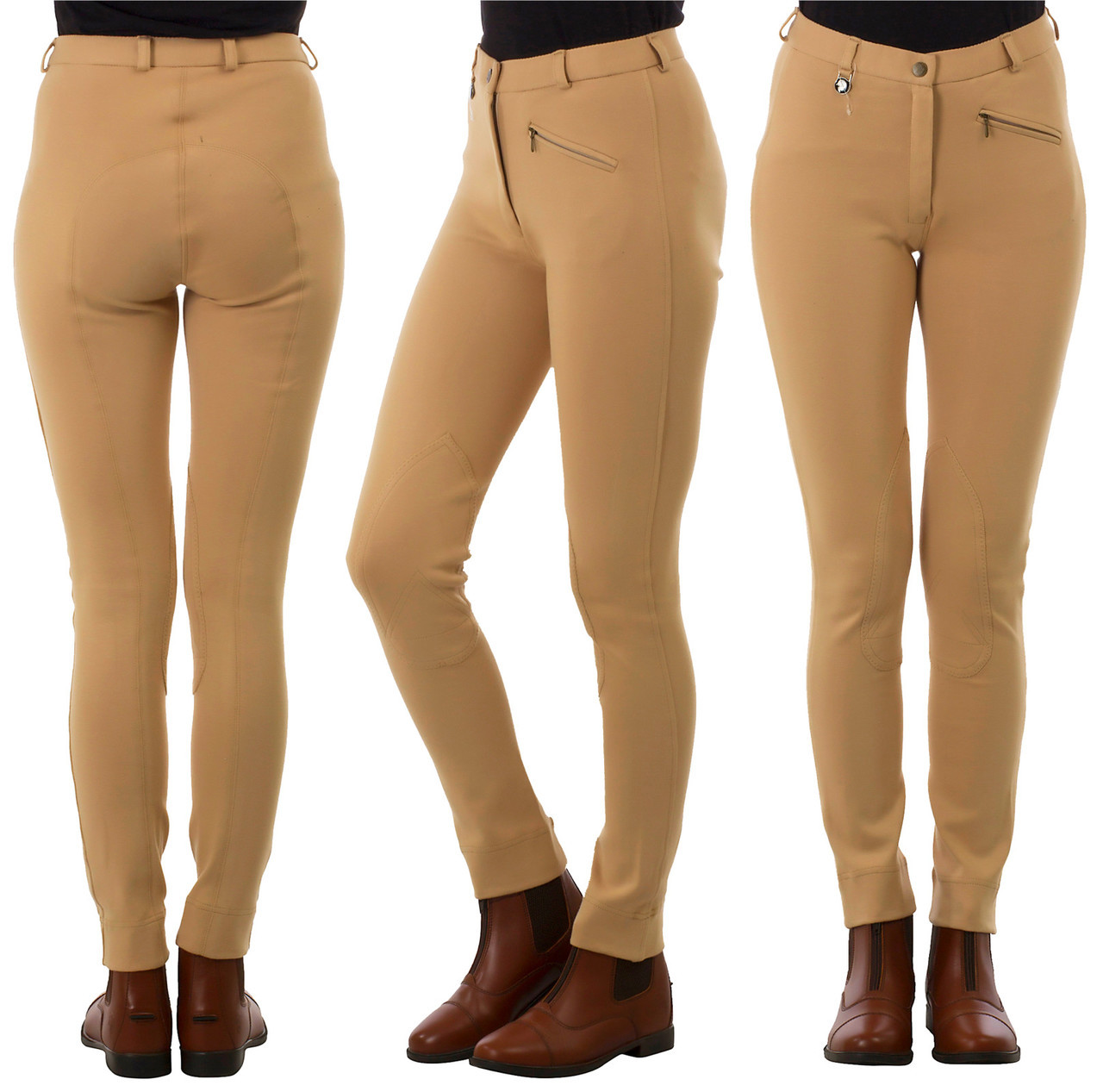 Ladies Plain Beige Riding Jodhpurs Unicorn Equestrian