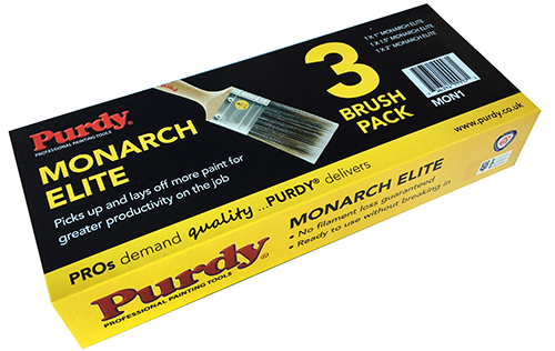 Purdy Monarch Elite Paint Brush Set 1.5" 2" 3" monspec 3 synthétique peintures taches 
