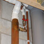 Showersave installation top detail showing regular plumbing connections (not included).