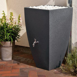 Modena Decorative Water Butt - Dark Granite Finish with decorative gravel on top (gravel not included).