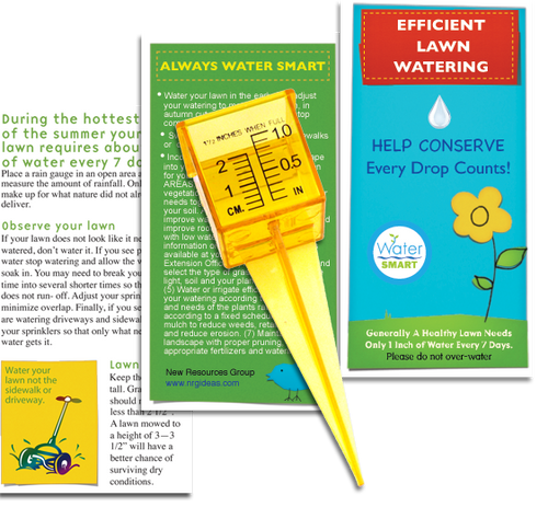 The kit includes a 6 page, color booklet full of useful lawn watering conservation tips, practical and easy to follow advice that will make a real difference on our water use.