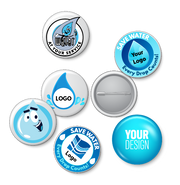 Water Button Custom Logo / Conservation Saving Message Pin Badge