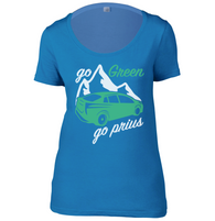 Go Green Go Prius Womens Scoop Neck T-Shirt