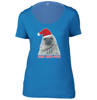 Bah Hum Pug Womens Scoop Neck T-Shirt