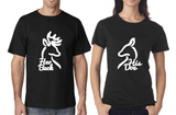 His and Hers Buck and Doe Black T Shirts