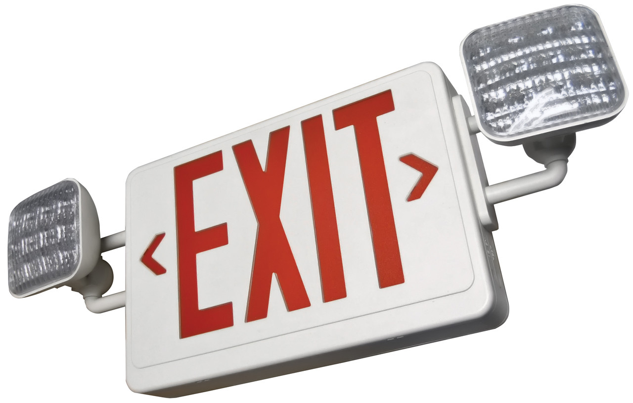 Red ALL LED Exit Sign & Emergency Light Remote Capable Combo COMBORRH2 