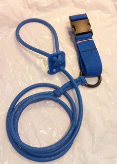 Lane Gainer Short Swim Belt : 9 ft. of tubing adjustable to any length between 5-9ft.
Short Swim Belt is used for Stationary Swims or Resisted "surge" swims.
9 ft. of tubing will stretch to 22 ft.
Assisted swims not recommended. Attach by threading waist belt through loop on opposite end - No knots. 
Use any positively stationary object near or in pool : Hand Rail, Ladder, Diving board foot. Avoid chaffing tubing.
Great for Home or Hotel size pools and for Competitive Push-Off drills.