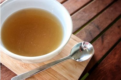 Bone broth in a bowl