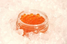 Chilled salmon caviar