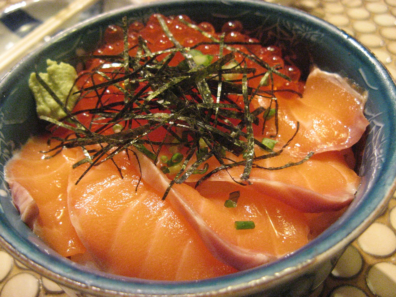You can do a lot with salmon roe, but it always pairs well with fresh salmon and nori.