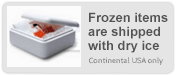 Frozen items are shipped with dry ice