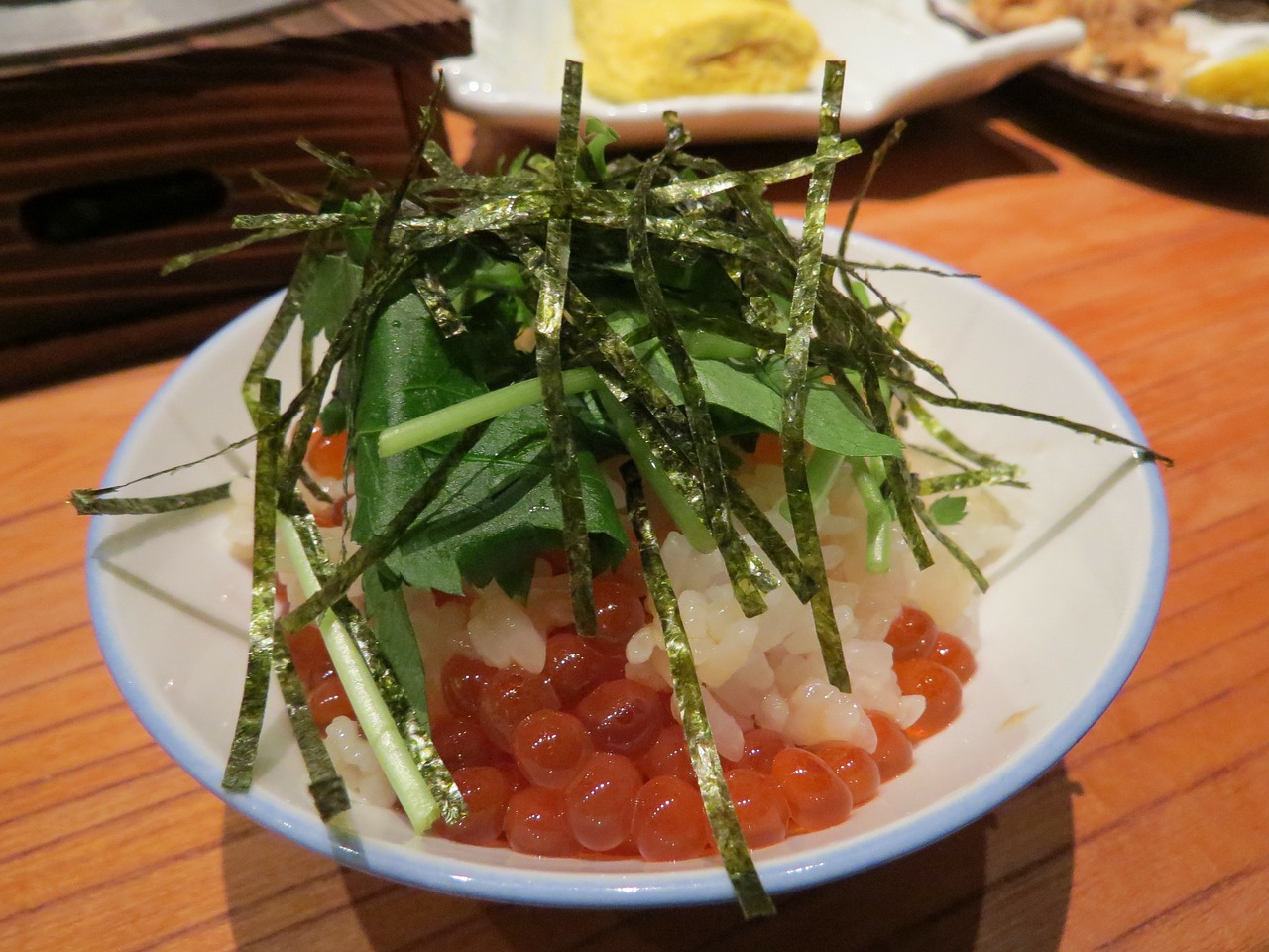 Call it deconstructed sushi if you will, this is a delicious-looking salmon roe dish!