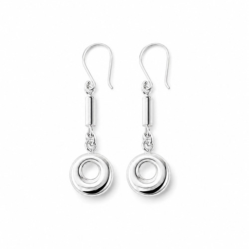 Handmade 950 Peruvian silver circle drop earrings by Nine50 Silver Australia