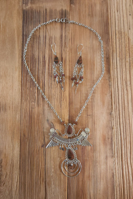 Nine50 Alpaca Silver Peruvian Necklace and Earring Set