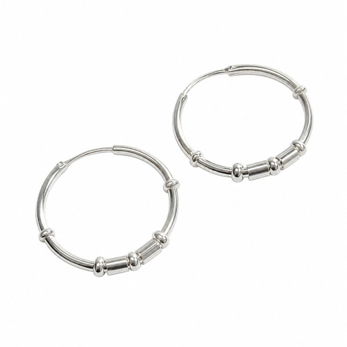 Handmade 950 silver minimalist hoop earrings from Peru