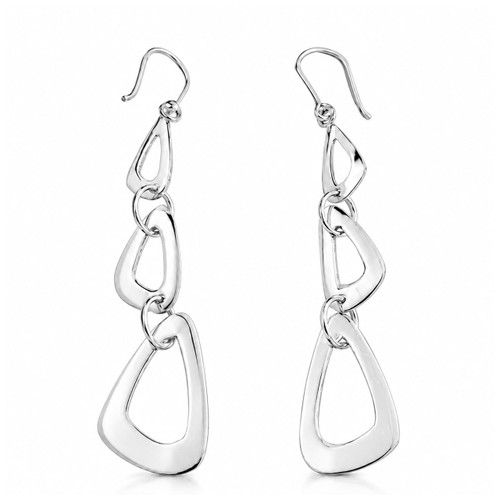 Handmade 950 silver teardrop link drop earrings from Peru