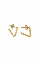 18k Gold geometric stud earrings with square-link design 