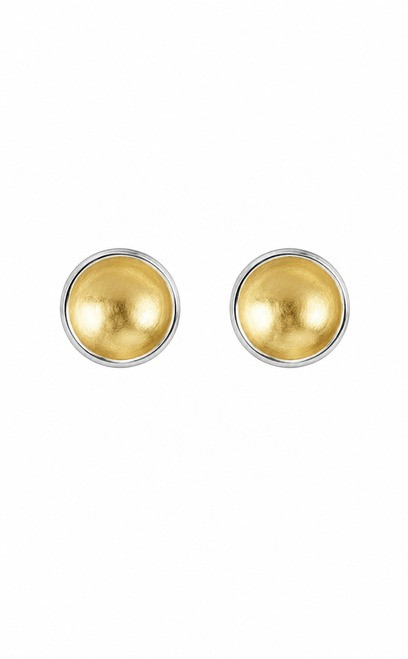 Two-Tone 18k Gold Round Silver Stud Earrings | Nine50 Jewellery