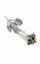 Kantu Flower Silver Brooch with Spondylus & Nacre Shell