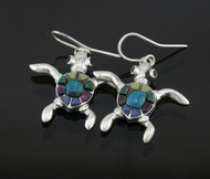 Silver & Stone/Shell Turtle Earrings
