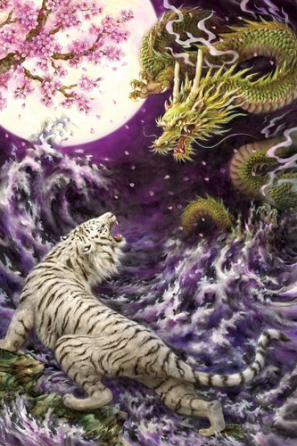 Epoch Jigsaw Puzzle 23-087 Japanese Illustration Tiger and Dragon (2016 S-Pieces)