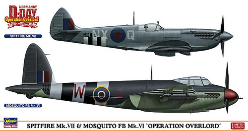 Hasegawa 02096 Spitfire Mk. VII & Mosquito FB Mk. VI Operation Overlord 1/72 Scale Kit