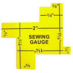 Perfect for checking small measurements in sewing and quilting projects.  Double-sided gauge with 14 functional measurements