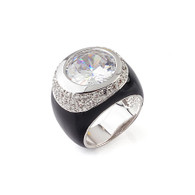 Silver Dome Crystal Ring 